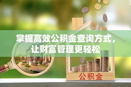 长涂掌握高效公积金查询方式，让财富管理更轻松